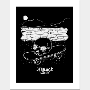 Grunge Skull on Skateboard Posters and Art